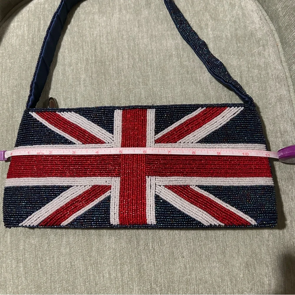 Union Jack Beaded Handbag Vintage Handbag Y2K Handbag British Flag Handbag UK - Picture 6 of 10